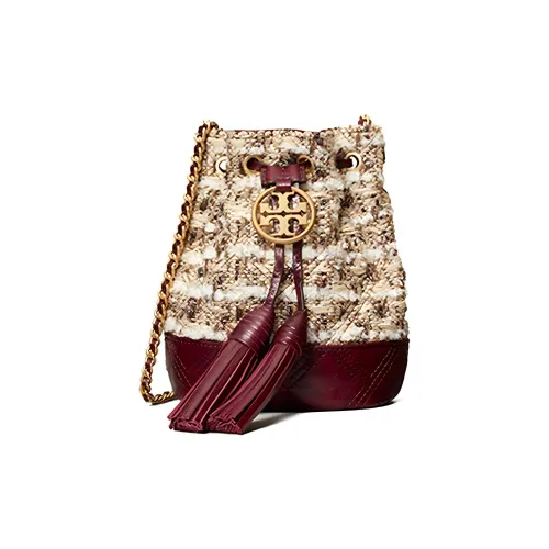 TORY BURCH Fleming Ткань Рюкзак Сумка через плечо Сумка-ведро Сумка на плечо Женская Бургунди Смешанный цвет