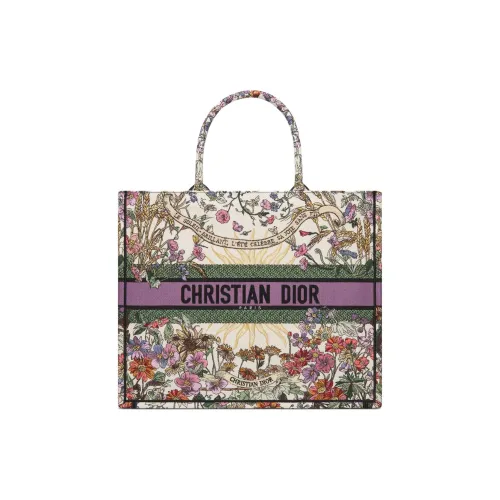 DIOR BookTote Вышивка Сумка-тоут Сумка для покупок Сумка Большая Женская Бежевая Многоцветная