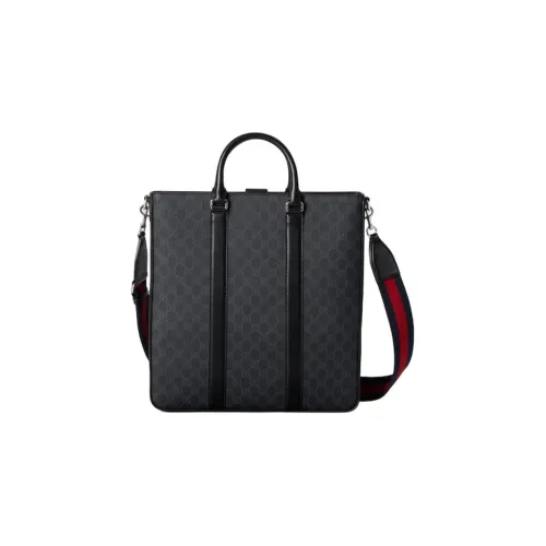 GUCCI Canvas Тоут Сумка Сумка для покупок Сумка среднего размера Мужская Черная