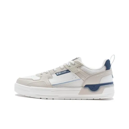 XTEP Fission Аbrasion Resistant Низкие Кроссовки для скейтбординга Мужские Бежевые Белые Синие