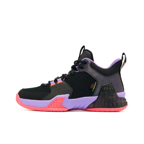 QIAODAN Kill Shot 1,0 Баскетбольные кроссовки Низкий топ Черный Электрическое свечение Фиолетовый Мужской