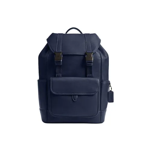 COACH League Гладкая кожа Рюкзак Большой Мужской Темно-синий