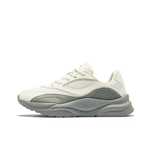 Erke Màn Сердце*2 Устойчивый к истиранию противоскользящий низкий топ повседневный женский микрокристаллический белый средне-серый