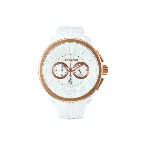 Tendence GULLIVER Round Collection Кварцевый механизм Силиконовый ремешок Часы 50 мм Унисекс Белый циферблат