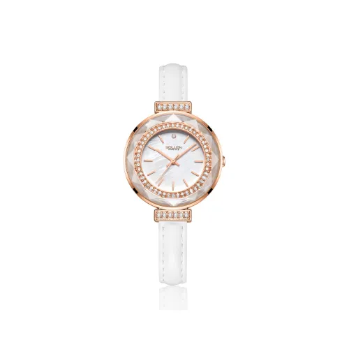 SOLLEN Quiet Luxury Collection Стразы Украшенный Маленький Круглый Белый Циферблат Утонченные Часы Кварцевый Механизм