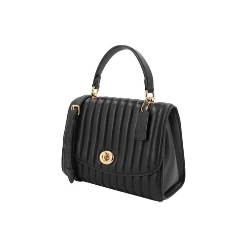 COACH Tilly Кожа Сумка через плечо Сумка среднего размера Женская Черная