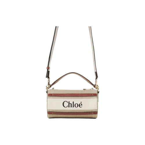 Chloe Linen Canvas Телячья кожа Холст Сумка через плечо Сумка на плечо Сумка через плечо Женская Белая и Коричневая