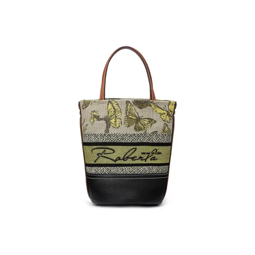 Roberta Di Camerino Сумка из коровьей кожи с тканевой корзинкой плечевая сумка сумка ведрообразная сумка женская многоцветная