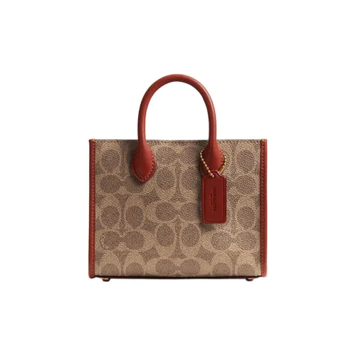 COACH Ace Покрытый холст с утонченной телячьей кожей маленькая сумка женский коричневый