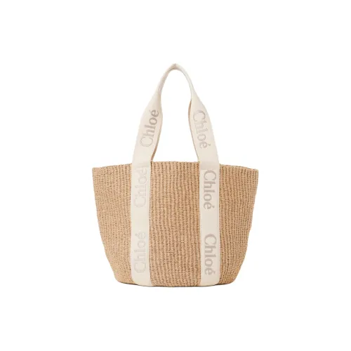 Chloe Woody Paper Calfskin One Shoulder Bag Large Women's Wild Gray