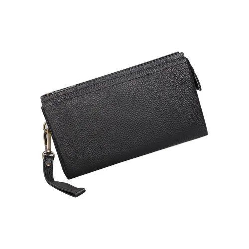 DOSRFINI Клатч из крупнозернистой текстуры коровьей кожи мужской черный