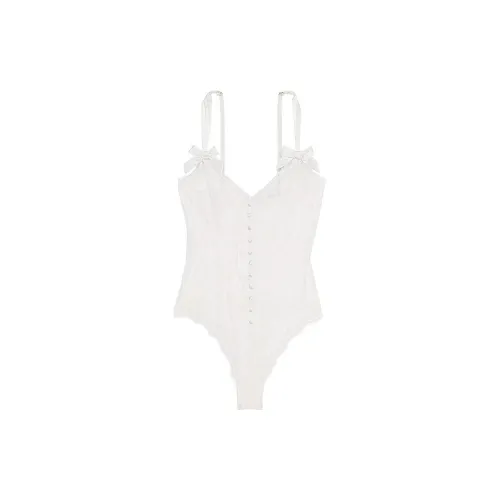 Victoria's Secret VERY Сексуальный VS Archives Розовый Кружево TriangleTeddy CW Комбинезон Женские Кокосовый белый