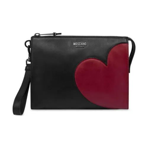 MOSCHINO Кожаный клатч мужской черный и темно-красный