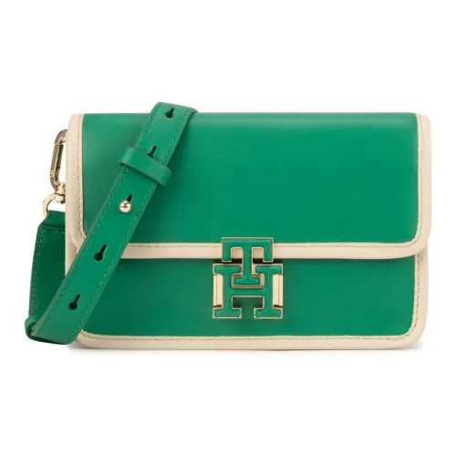 Tommy Hilfiger Сумка через плечо из коровьей кожи среднего размера женская зеленая