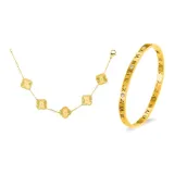 Браслет с четырехлистным клевером, комплект одежды, наборы (золото)