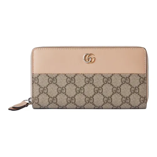 GUCCI GG Marmont Supreme Холст с кожей Обметка Держатель для карт кошелек Женские Бежевый Эбеновый