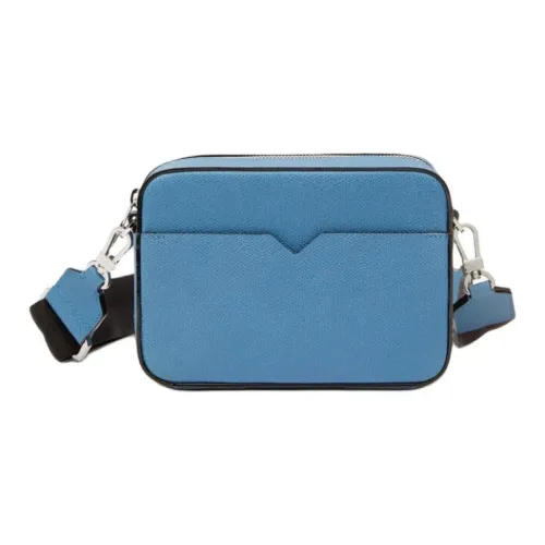 Valextra Millepunte Телячья кожа Сумка через плечо Мини Мужская Синяя