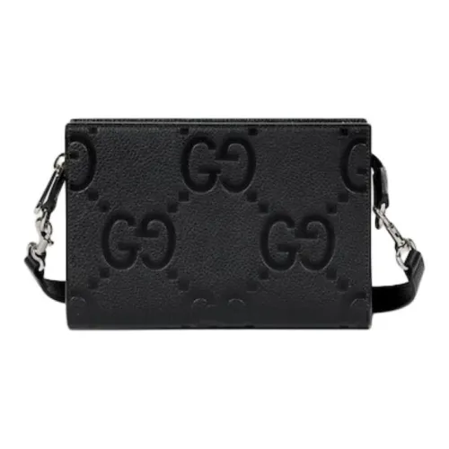 GUCCI Jumbo GG кожаная сумка через плечо мини мужская черная