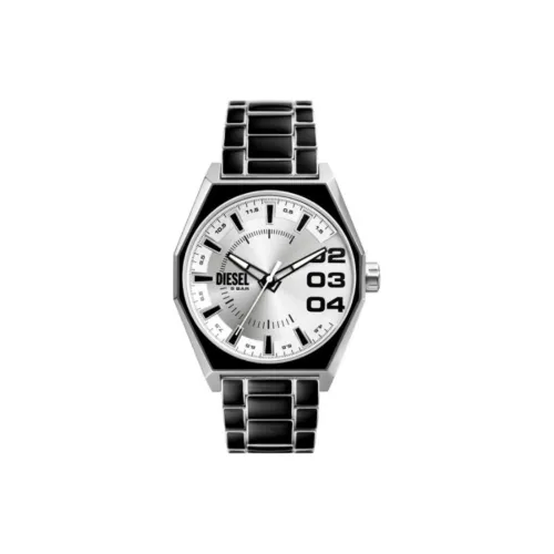 DIESEL Scraper Collection Часы Кварцевый механизм Нержавеющая сталь Ремешок 45 мм Серебристый циферблат Унисекс