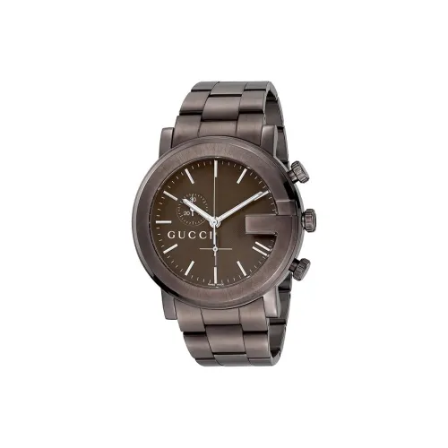 GUCCI Мужские часы Кварцевый механизм Ремешок из нержавеющей стали 44 мм Коричневый циферблат Часы