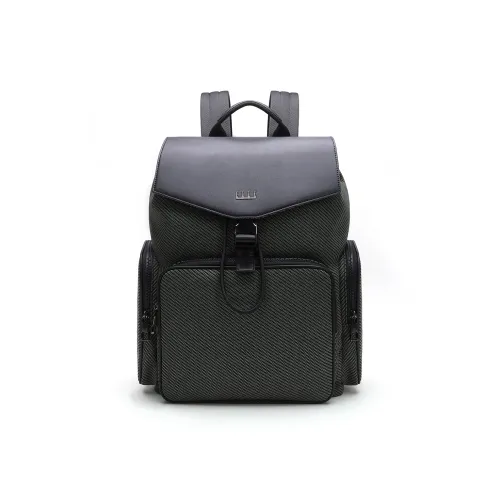 ELLE HOMME Ткань Синтетическая кожа Рюкзак Большой Мужской Серый Зеленый