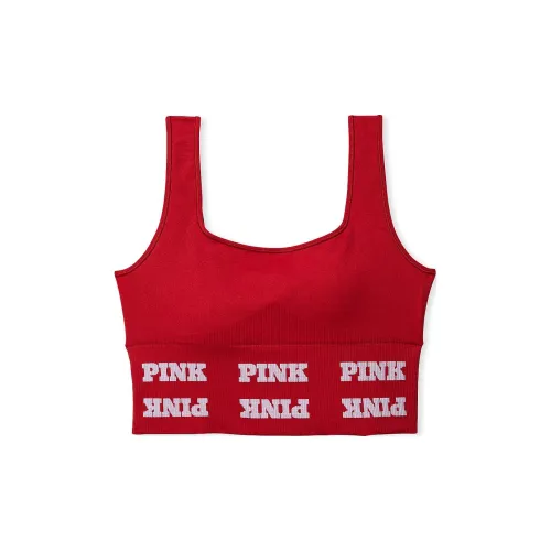 Victoria's Secret Розовый Бесшовный Логотип Спортивный Бюстгальтер Красный Лаковый Бюстгальтер Женские Вермильон Лак