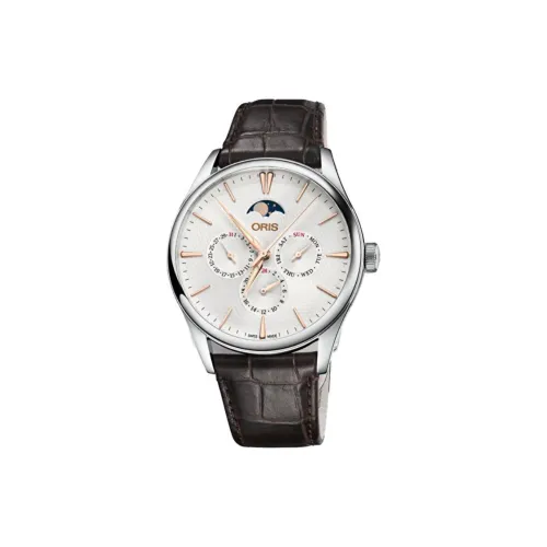 Oris Автоматический Механический Механизм Унисекс Часы 40 мм Белый Циферблат Нержавеющая Сталь Корпус Кожаный Ремешок