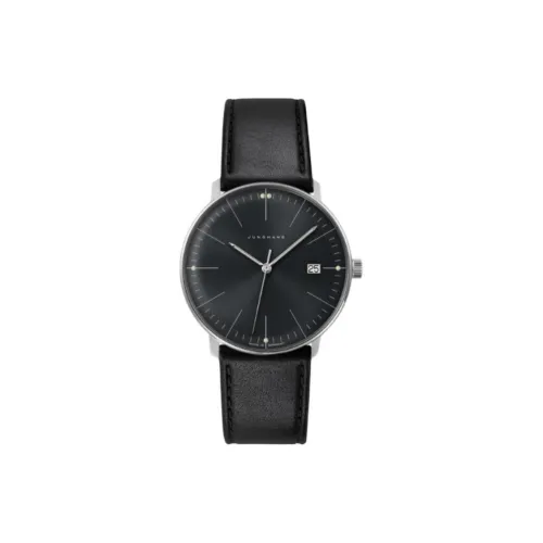 JUNGHANS Max Bill Collection Кварцевый механизм Унисекс Часы 38 мм Серый циферблат Корпус из нержавеющей стали Кожаный ремешок