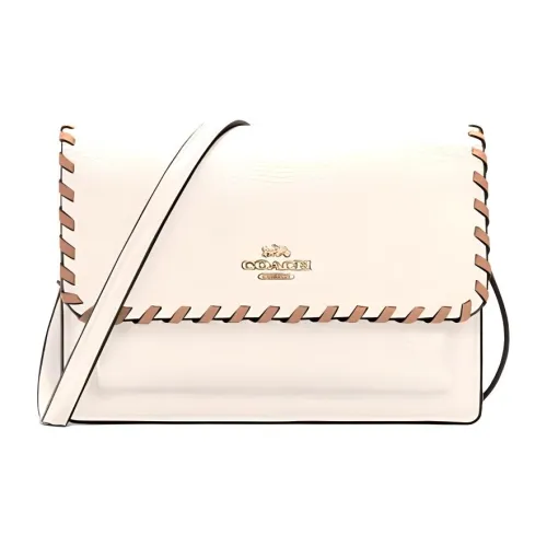 COACH Foldover Коровья кожа Бананка Сумка на плечо Женская Белая