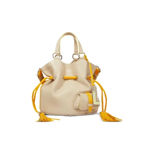 LANCEL Кожа Сумка-ведро Сумка через плечо Сумка Маленькая Женская Светлый Бежевый и Закатный Оранжевый