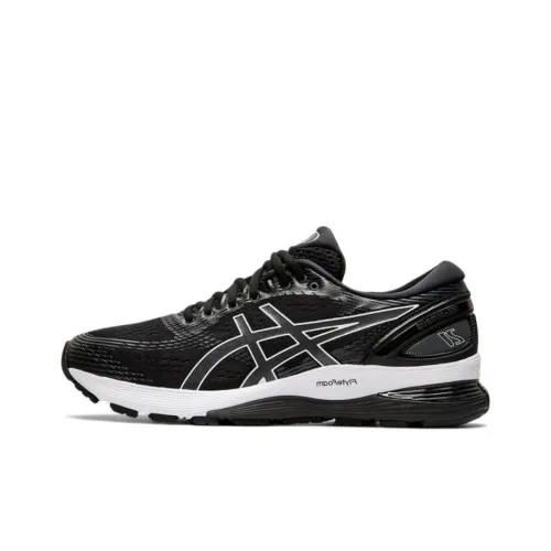 Asics Gel Nimbus 21 Low Топ Беговые кроссовки Унисекс Черный Белый