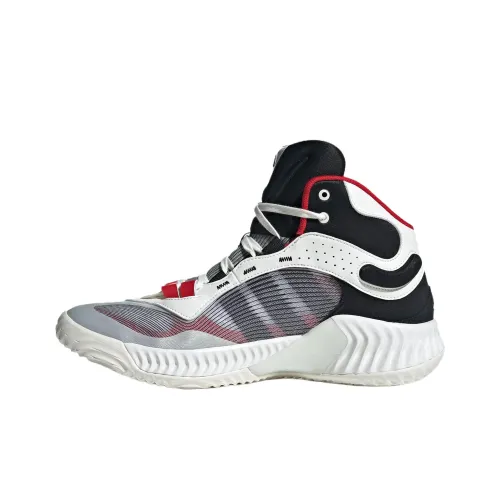 Adidas Амортизация Износостойкий MID Топ Баскетбольные кроссовки Унисекс Белый Красный