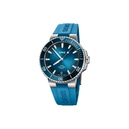 Oris Aquis Series Автоматический Механический Механизм Унисекс Часы 43,5 мм Синий Циферблат Нержавеющая Сталь Корпус Часы Резиновый Ремешок