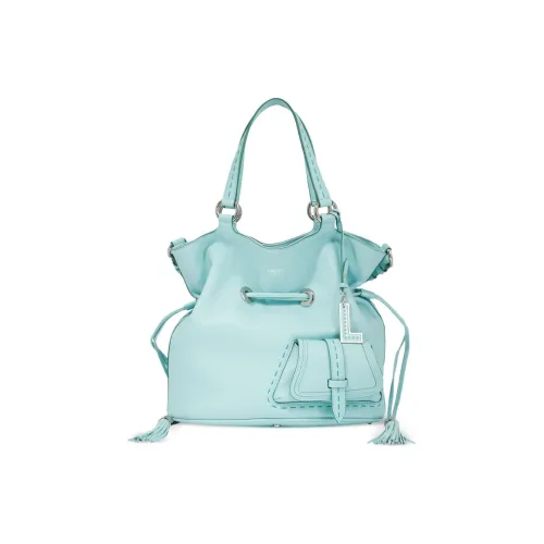 LANCEL Рельефная сумка-ведро из кожи средний размер женский розовый синий