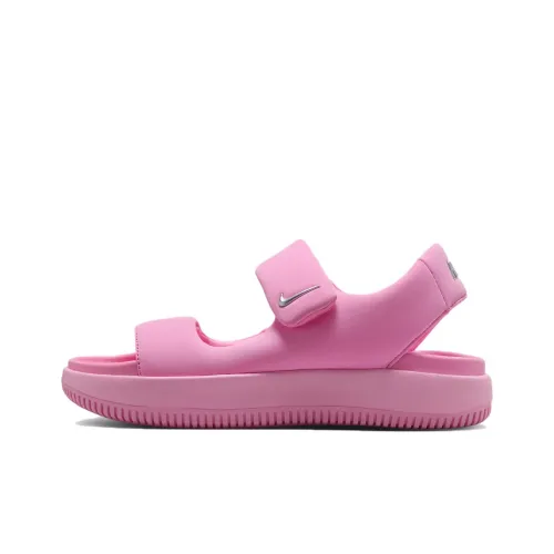 NIKE Calm Пляжные сандалии Ярко-розовый/Ярко-розовый/Металл Серебряный Женские