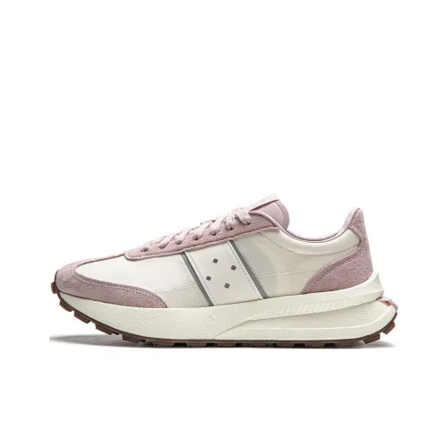 LiNing Shock Absorbers Slip-Resistant Low Top Casual Running Shoes Unisex Beige Pink