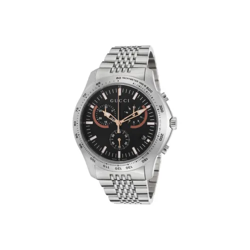 GUCCI Мужские часы Кварцевый механизм Ремешок из нержавеющей стали 42 мм Черный циферблат