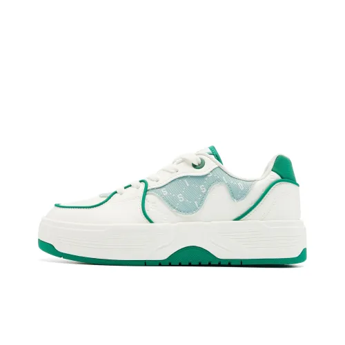 QIAODAN Противоскользящие Баланс Легкие Низкие Кроссовки для скейтбординга Женские Айвори Дворцовый Зеленый