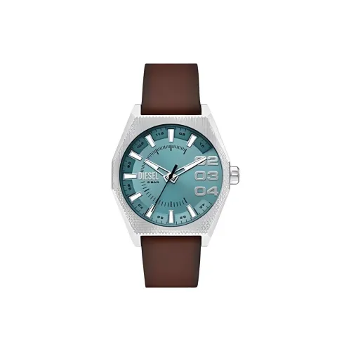 DIESEL Наручные часы Кварцевый механизм Кожаный ремешок 43 мм Синий циферблат Мужские часы