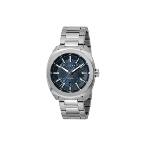 GUCCI Мужские часы Кварцевый механизм Ремешок из нержавеющей стали 40 мм Синий циферблат