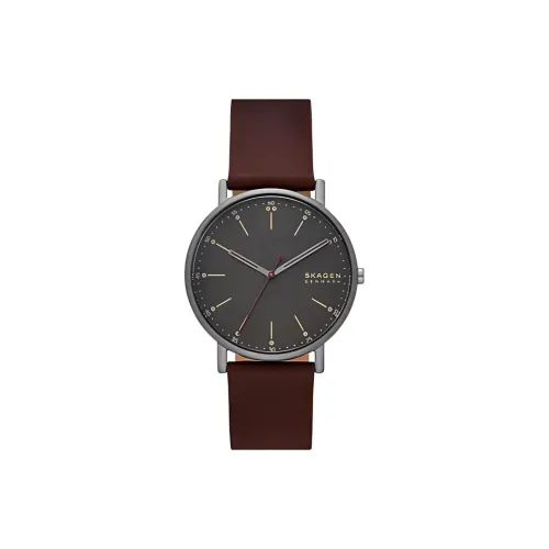 SKAGEN Signatur Collection Мужские часы Кварцевый механизм Кожаный ремешок 40 мм Черный циферблат