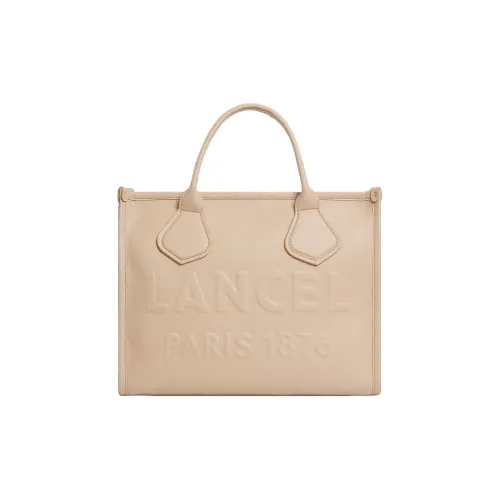 LANCEL Коровья кожа крупнозернистая Сумка-тоут Сумка для покупок Сумка через плечо Сумка среднего размера Женская Бежевая