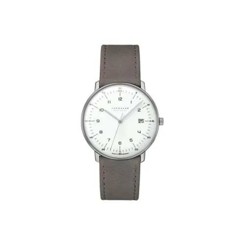 JUNGHANS Солнечный кварцевый механизм Мужские часы Циферблат 38 мм Белый Титан корпуса Часы Коровья кожа Ремешок