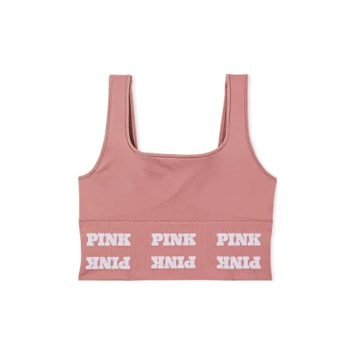Victoria's Secret Розовый Бесшовный Спортивный Бюстгальтер с Логотипом Розовый Бюстгальтер Женский Розовый