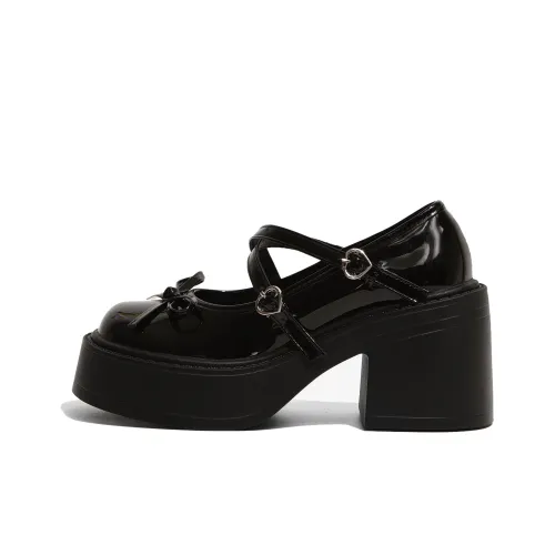 Moon Veil Грубый каблук Туфли Мэри Джейн Женские