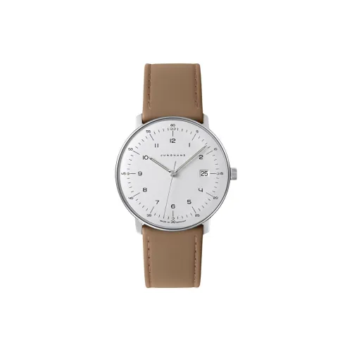 JUNGHANS Max Bill Collection Кварцевый механизм Унисекс Часы 38 мм Белый циферблат Нержавеющая сталь Корпус Кожаный ремешок