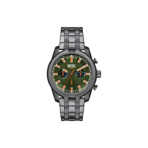 DIESEL Split Collection Мужские часы Кварцевый механизм Ремешок из нержавеющей стали 43 мм Зеленый циферблат