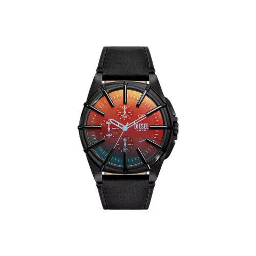 DIESEL Framed Коллекция Наручные часы Кварцевый механизм Кожаный ремешок 44 мм Апельсин Циферблат Часы Мужские часы