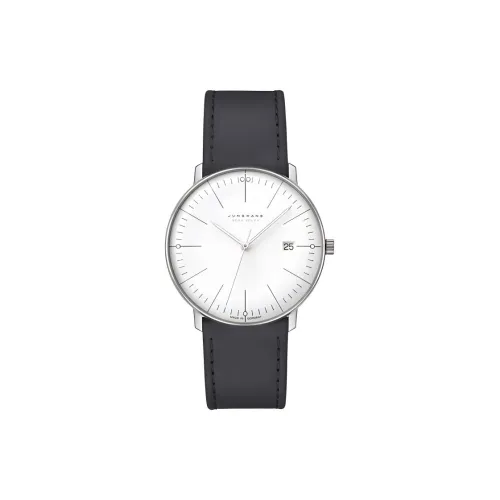 JUNGHANS Max Bill Collection Солнечный кварцевый механизм Унисекс Часы 38 мм Белый циферблат Титановые корпуса Часы с ремешком из коровьей кожи