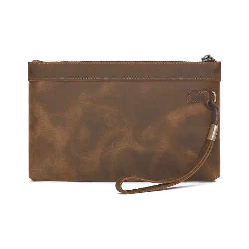 DOSRFINI Клатч из крупнозернистой текстуры коровьей кожи мужской темно-коричневый светло-коричневый